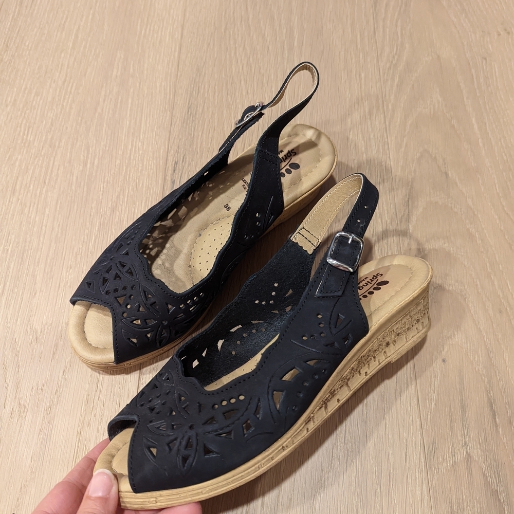 Spring Step Black Slingback Sandals - Picture 8 of 10